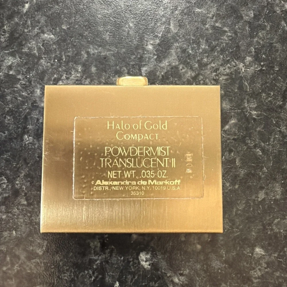 Vintage Alexandra de Markoff gold metal compact Halo of Gold 1980s No Powder